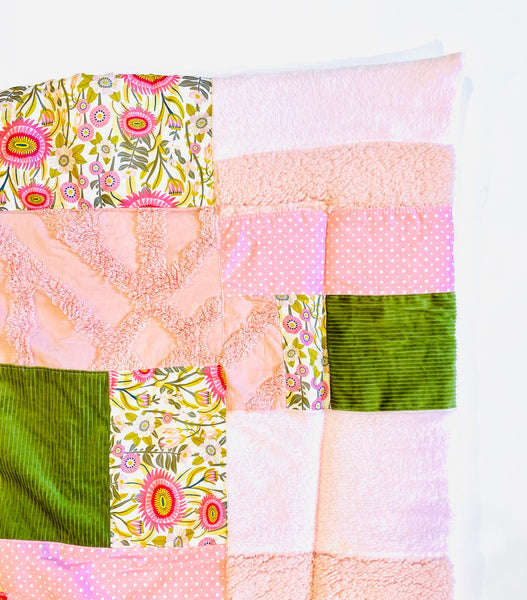 Pink and Olive Sensory Quilt/Playmat